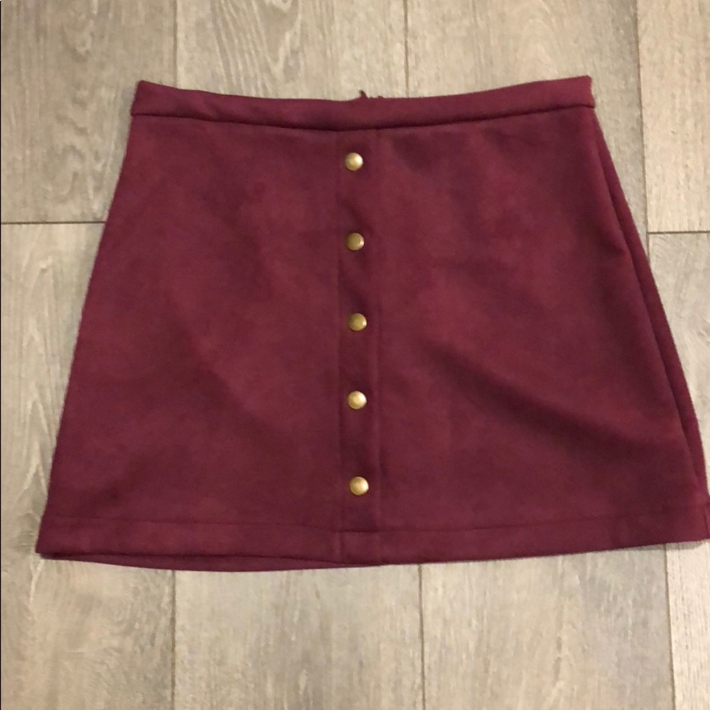 Cranberry Faux Suede Skirt M